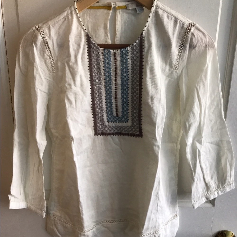 Boden XS Beaded 3/4 Length Blouse